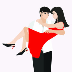 flat vector illustration design of happy lovers on valentine's day. can be use for printing media