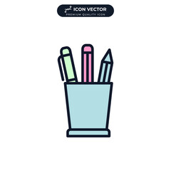 Pencil stand icon symbol template for graphic and web design collection logo vector illustration