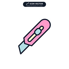Cutter knife icon symbol template for graphic and web design collection logo vector illustration