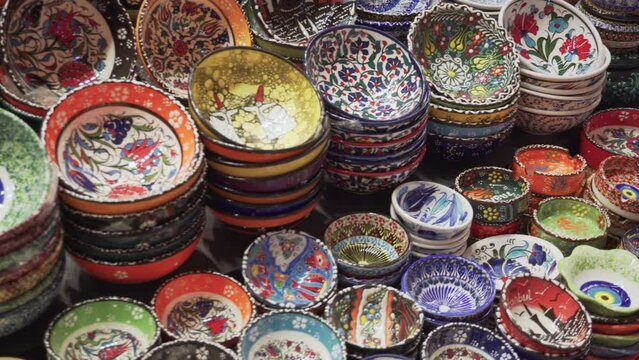 Colorful bowls at the Grand Bazaar in Istanbul, Turkey