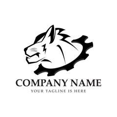 cat and gear and wrench logo,