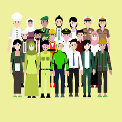 flat vector design illustration of various kinds of professions, people vector, people icon