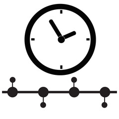 Timeline icon on white background. Time management sign. Clock with time line symbol.  flat style. - obrazy, fototapety, plakaty