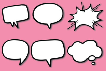 Speech Bubble Chat Icon Collection Premium Vector Set Pink Background