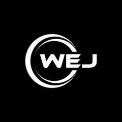 WEJ letter logo design with black background in illustrator, vector logo modern alphabet font overlap style. calligraphy designs for logo, Poster, Invitation, etc. - obrazy, fototapety, plakaty