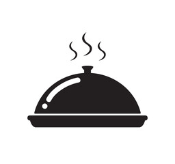 Obraz premium Waiter with cloche. Food serving vector illustration EPS10