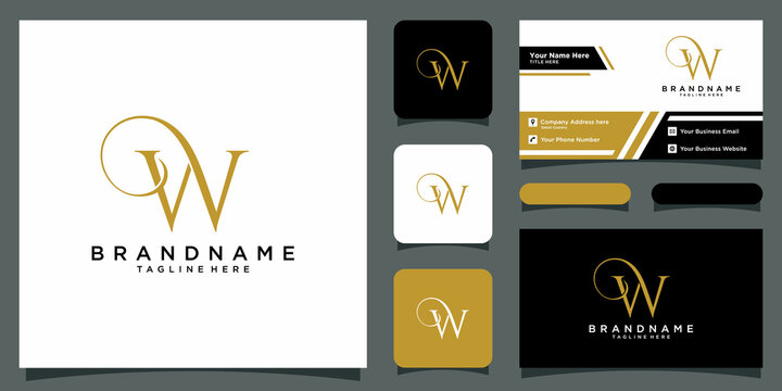 Initial letter W luxury Logo design Vector with business card design