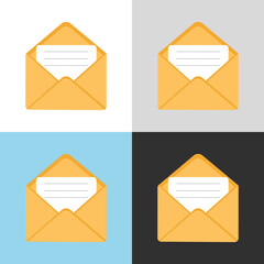 Mail envelope icon. Receiving SMS messages, notifications, invitations. Concept of delivery correspondence and letters. Vector illustration in flat cartoon style.