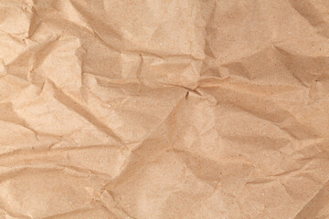 Brown crumpled recycle craft paper texture background. 
