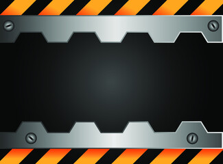 Construction background, metal machinery concept with black backdrop.