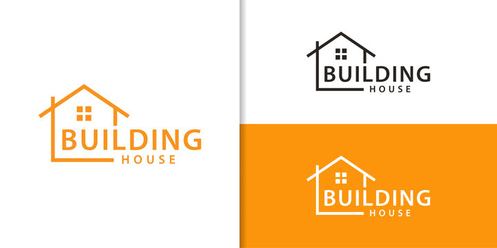simple linear Building house architecture word mark logo design inspiration