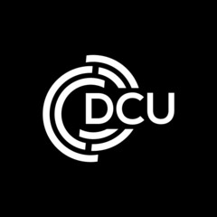 Obraz premium DCU letter logo design on black background. DCU creative initials letter logo concept. DCU letter design.