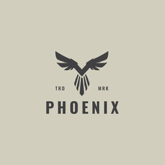 vintage phoenix logo hipster design vector graphic icon symbol illustration