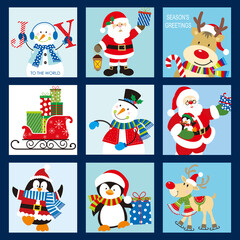 christmas greeting card with christmas characters