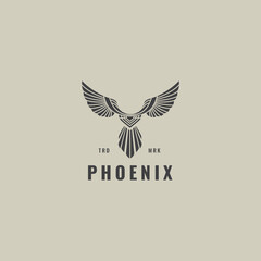 phoenix logo hipster design vector graphic icon symbol illustration