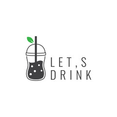 BOBA DRINK CUP HIPSTER LOGO DESIGN VECTOR ILLUSTRATION SYMBOLS ICON