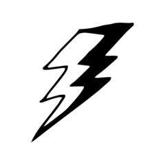 lightning hand drawn doodle, vector. icon, sticker.