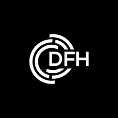 DFH letter logo design on black background. DFH creative initials letter logo concept. DFH letter design.
