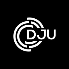 Obraz premium DJU letter logo design on black background. DJU creative initials letter logo concept. DJU letter design.