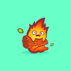 LITTLE FIRE IN THE TREE TRUNK ILLUSTRATION
