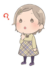 小さい女の子のイラスト_疑問・不思議・はてな