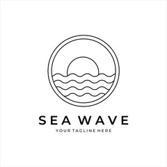 sea wave line art minimalist logo vector design