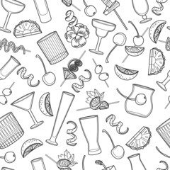 Vector bartender equipment seamless pattern.