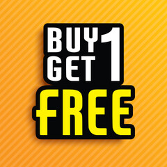 Buy 1 get 1 free sale tag design template. Special offer banner.