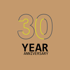 30 Year Anniversary Logo Vector Template Design Illustration elegant