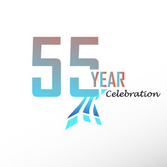 55 Year Anniversary Logo Vector Template Design Illustration elegant