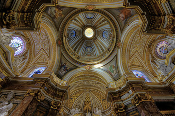 Fototapeta na wymiar The ceiling of S. Antonio dei Portoghesi church, Rome 
