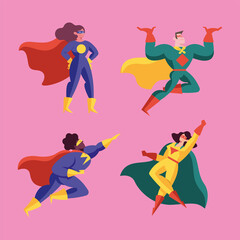 Fototapeta na wymiar superheros women and men