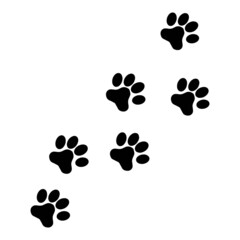 Fototapeta na wymiar Animal symbol paw print, isolated vector, pet footprint. Funny vector. Good for posters, textiles, gifts, t shirts.