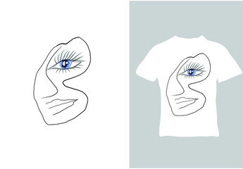 Freehand creative collage with an abstract portrait of a girl drawn with a black line. Modern composition. The vector illustration is ready to print on t-shirts, apparel, posters and more.