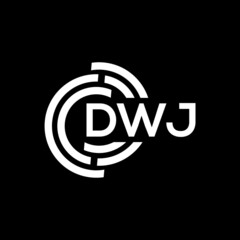 DWJ letter logo design on black background. DWJ creative initials letter logo concept. DWJ letter design.