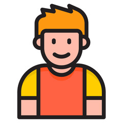 boy avatar color line style icon