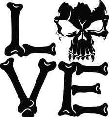 Skull LOVE Valentine and Halloween Love with Skulls