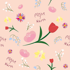 Women day,floral pattern which includes various flowers