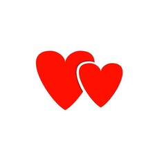Two red hearts isolated on white