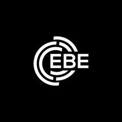 EBE letter logo design on black background. EBE creative initials letter logo concept. EBE letter design.