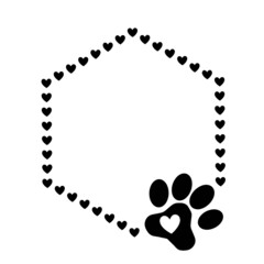 Animal love symbol paw print with heart, isolated vector. Love with pet footprint. Funny vector. Good for posters, textiles, gifts, t shirts.