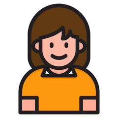 girl avatar color line style icon