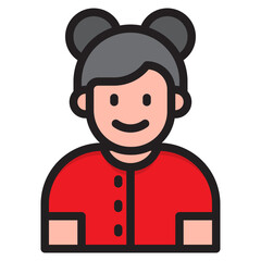 girl avatar color line style icon