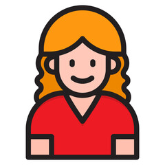 girl avatar color line style icon