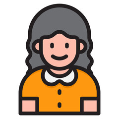 girl avatar color line style icon
