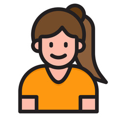 girl avatar color line style icon