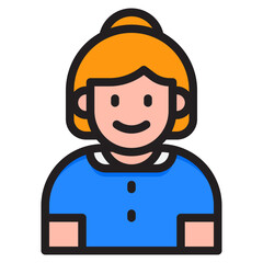 girl avatar color line style icon