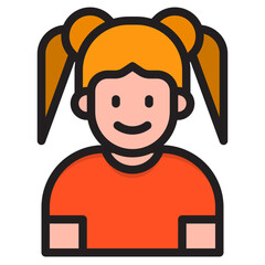 girl avatar color line style icon