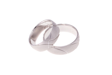 Wedding rings, white gold, isolated on white