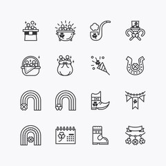 Bundle of Saint Patricks Day flat line icons collection. simple  design vector